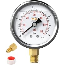 Duokon Manomètre à Vide 1/4 NPT Boîtier En Acier Inoxydable à Cadran