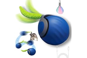 FUFRE interaktiver spielball für Katzen,2.0 autoecho katzenspielzeug Ball elektrisch,katzenspielzeug selbstbeschäftigung Zwei Einstellungsmodi,USB Aufladbarer Mit Ersatzschwanz für Hund/Katzen (blau)