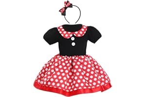 FYMNSI Fymnisi - Disfraz de lunares para bebé, niña, Minnie con diseño de princesa, con bowknot diadema, carnaval, fiesta de cumpleaños, Halloween, Navidad, traje de 1 a 7 años