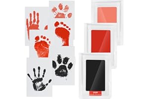WHEELIO Baby Hand and Footprint Kit, Inkless Hand and Footprint kit with 3 Ink Pads and 6 Imprint Cards, Paw Print Kits for Dogs, Cat
