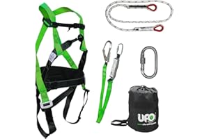 SADISRLS Imbracatura di Sicurezza Anticaduta Regolabile Professionale UFO, Kit con Sacca e Cordino regolabile 150cm, Arrampicata, Cintura di Sicurezza per Lavoro, Normativa EN361 EN358