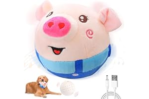 TOGETDREAM Active Moving Pet Plush Toy Interactive Dog Toys Electronic Talking Moving Dog Toy Shake Bounce Boredom Toys Washable Cartoon Pig Plush Dancing Dog Ball Bouncing Toy for Dog Pets Cats