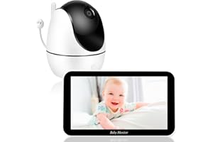 VSIFEHSO Babyphone mit Kamera 5 Zoll Baby Monitor 720p Baby Phone Digitalzoom Zwei-Wege-Audio Einlegbare SD-Karte VOX-Modus Nachtsicht Temperaturüberwachung Schlaflied Wecker