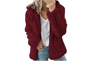 LJFIWY Damska polarowa kurtka z kapturem z podszewką Sherpa zapinana na zamek błyskawiczny zimowa ciepła polarowa bluza z kapturem puszysty sweter z kapturem sweter płaszcz kardigan damska bluza z kapturem