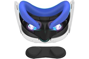 Vakdon VR Face Cover pour Quest 3, Kit 3 en 1 Interface Faciale Protection, Bleu Remplacement du Coussin Facial pour Quest 3 avec Coussinet Nasal Anti-lumière et Protection Lentille