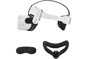 GOMRVR M2 Sangle De Tête Compatible pour Oculus/Meta Quest 2, Remplacement du Bandeau Elite. avec VR Face Cover, Objectif Couvercle de Protection, réduit Le Stress Facial VR Accessoires(Blanc)