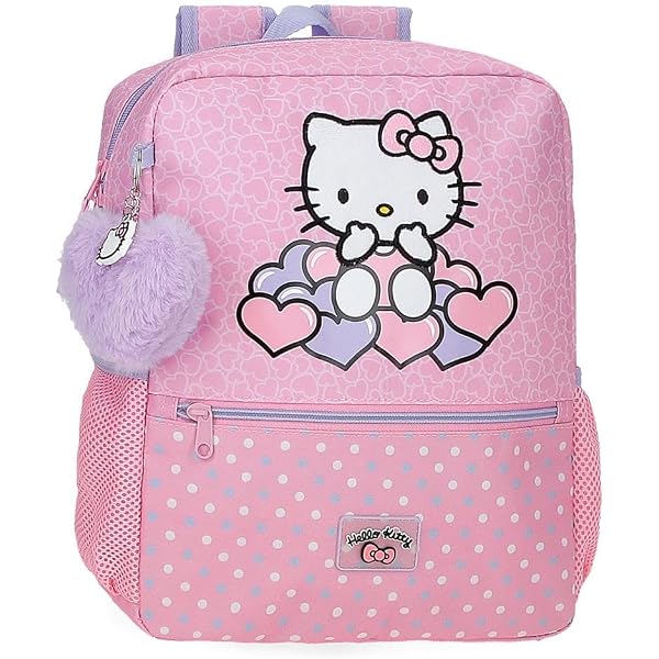 CERDÁ LIFE'S LITTLE MOMENTS Mochila infantil Tiempo libre Hello Kitty Kuromi en color rosa y negro con 2 compartimentos 19x23x8cm