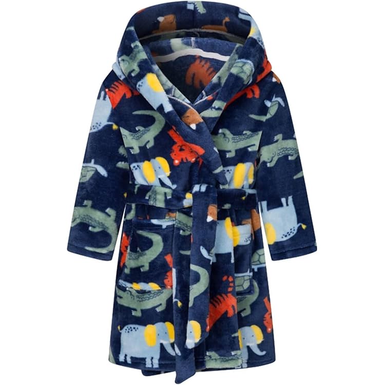 Peignoir Enfant Doux En Peluche - Capuche, Ceinture, Pour Fille Et Garçon, Pyjama Ou Après-Bain - 9