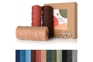 HanCheng 60 m x 3 mm Filo Macrame Colorato Sfumato Set di 3,Colorata Corda Macrame Kit con 3 Portachiavi—Morandi:Bordeaux,Rosa Scuro,Marrone