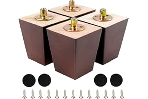 CtopoGo Gambe per mobili quadrate in legno massello di legno Set di 4 pezzi di ricambio per divano, letto, sedia da caffè, scrivania, piedini per tavolo (4"/ 10cm, Noce)