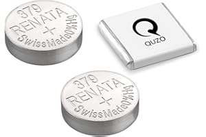 Bundle of 2 x Renata 379 Watch Battery 1.55v SR521SW + Quzo Belgian Chocolate - Official Renata Watch Batteries