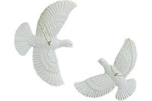 JDKJAG 2/4PCS White Peace Dove Hanging Ornaments, Friendship Turtle Doves Christmas Ornament Gifts, Acrylic Turtle Doves Christmas Decorations, Festive Wedding Home Decor for Xmas Tree & Party (2 PCS)