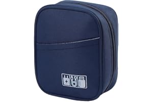 JINSI Small Cable Organiser Bag Travel Electronics Pouch Tech Accessories Case for Chargers, Cables, Power Banks, USB (Navy)