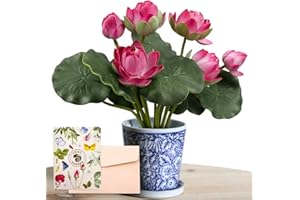 SNAIL GARDEN Flor de Loto Artificial, 2 Manojos de Espuma Acuática Lirio de Agua,Realista Flotante Planta de Agua Viva para Jarrón Interior Estanque Acuario Decoración Piscina al Aire Libre