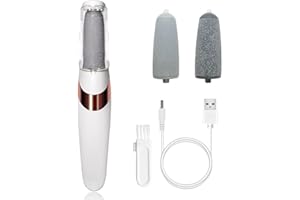 CROWNLITE Portable Electric Foot File, Electric Callus Removers for Cracked, Rechargeable Silk 3 pro Hard Skin Remover, Professional Pedicure Tool Waterproof with 2 Rollers for Heels, Toes of Feet (White)