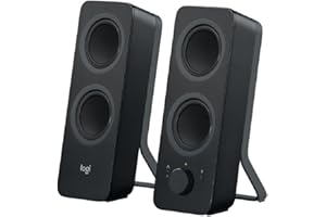 Logitech Z207 Wireless Bluetooth PC Speakers, Stereo Sound, 10 Watts Peak Power, 3.5mm Audio Input, Headphone Jack, Multi Device, Easy Switch, UK Plug, Computer/TV/Smartphone/Tablet - Black