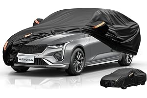 WAWOFUN 10 Layers Car Cover Waterproof Breathable with Cotton, Outdoor Full Cover UV Rain Sun Dust All Weather Windproof Exterior Covers Protection (Fit Sedan Length 470 to 490cm)