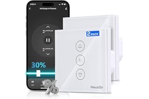 HeuxGir Interrupteur Volet Roulant WiFi，HeuxGir Commutateur Volet Roulant Contrôle de PourcentageCompatible Alexa/Google Home(nécessite un fil neutre (2)