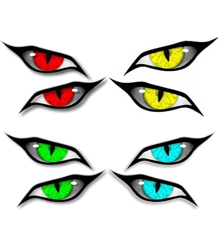 Autocollants Yeux De Démon Verts Pour Voiture, Moto, Casque - Lot De 3 Paires - Effet Changement De Couleur Au Soleil - 9