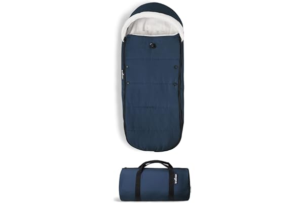 Chancelière YOYO, Bleu marine - Doublure Sherpa et capuche en polaire avec cordon d’ajustement pour garder bébé bien au chaud - Sac de transport inclus - Lavable en machine