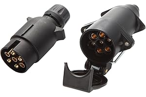 Feuunly Enchufe de Remolque 7 Pines Macho Hembra, 12V Impermeable Conector Remolque 7 Pines con Gancho, Conector Enchufe de Remolque para RV Caravana