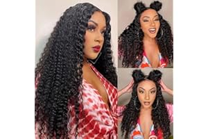 ZEKAN Parrucca Donna Capelli Veri Umani 13x6 HD Transparent Lace Front Wig Human Hair Parrucca Afro Capelli Veri Deep Wave Wig Glue Parrucca Nera Riccia Donna Con Colore Naturale 180% Density 18 Pollici