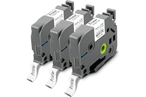 Pristar 3x Cinta de Etiquetas Termocontraíble Compatible para Brother P-touch HSe-231 HSe231 Cinta Negra sobre Blanca de 11,7mm para Brother PT-E100 E110 E300 E550W D210 D410 P300BT E310BTVP E560BTVP