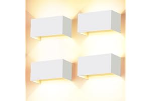 CWYCFW 4 pezzi 24 W Appliques Parete Interno/Esterno 3000K Bianco Caldo Applique da Parete Angolo del Fascio Regolabile Applique Parete Interno Impermeabile IP65 Bianco Applique Esterno Parete