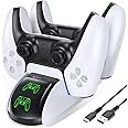 OIVO Ps5 Controller Charger Compatible With Ps5 Dualsense Edge Controller,Ps5 Charger With 4 Usb-C Dongles,Ps5 Accessories Charging Dock For Playstation 5 Controller Charging Station, White