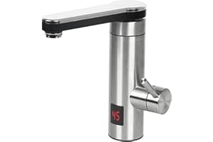AYYDS Electric Instant Heater Faucet Tankless Hot Water Heater Tap, 360°Swivel Stainless Steel Instant Quick Hot Tap with Temperature Display for Kitchen Bathroom Sink 220V 3000W (A)