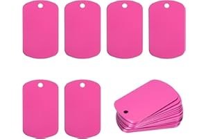 ‎PATIKIL PATIKIL Metall-Stanzrohlinge Tags 2", 30 Stück Eloxierte Aluminium-Blanko-Hundemarken Rechteckige Lasergravur-Rohlinge ID Namensschild mit Loch für Haustierhandwerk DIY Dekorativ, Rosarot