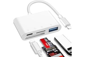 Loydia Lector de Tarjetas SD para iPhone/iPad, Adaptador USB OTG, Adaptador de Lector de Tarjetas de Memoria, Puerto de Carga+Puerto USB+SD+Lector de Tarjetas Micro SD, Adaptador para iPhone 11/8/7/X