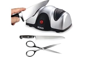 Sogo Afilador Cuchillos Eléctrico Profesional con Piedra Sapphirite - Máquina Afilar Cuchillos Profesional Ideal para Cuchillos de Cocina - Afilador de Cuchillos Arcos con Pies Antideslizantes