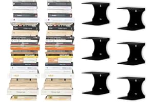 Flo.mar Mensole Libreria Grande invisibile a scomparsa con 12 ripiani di colore nero, per mettere i libri in pila altezza fino a 300 cm. Libri con profondità fino a 40 cm