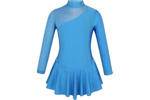 iiniim Maillot Ballet Niña Vestido de Danza Patinaje Artistico sobre Hielo para Niña Manga Larga Tutu Disfraz Bailarina Body de Danza Fiesta Baile Vestido de Princesa