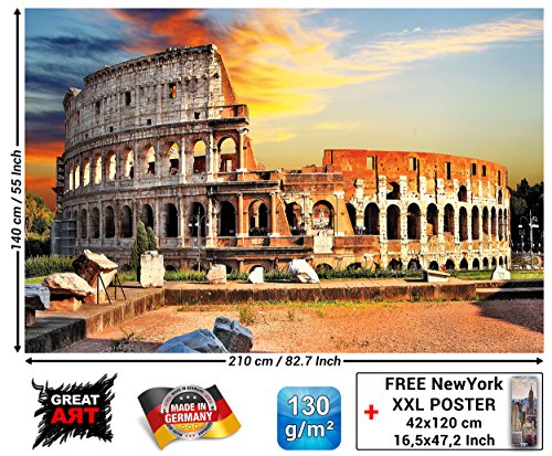 Fototapete Kolosseum in Rom Wand-dekoration – Wandbild Italien Poster-Motiv by GREAT ART (210 x 140 cm) - 3