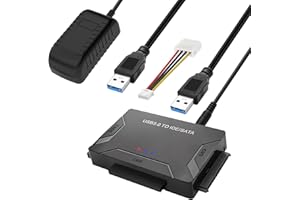 baolongking USB IDE oder SATA Adapter, USB 3.0 Festplattenadapter Universal für 2,5/3,5 Zoll SATA HDD/SSD & IDE HDD, inklusive 12V 2A Netzteil & USB 3.0 Kabel