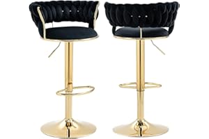 SUPPNEED Juego de 2 taburetes de bar giratorios ajustables con reposapiés para cocina, comedor, 2 unidades (negro)