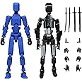 WNXBFO T13 Action Figure, 2 Pcs T13 Figure 3D Printed Lucky 13 Model Toy PVC Multi-Jointed Movable Robot Figure Desktop Decoration for Kid Adult Gift (Black, Blue)