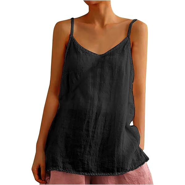 Amazhiyu Women's 100% Linen Camisole Top - Sleeveless Adjustable Spaghetti Strap Tank For Summer - View #3