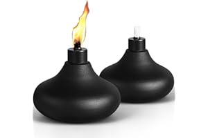 FAN-Torches 2 Pack Metal Table Top Torches, 24.5oz Citronella Torches for Outside, Refillable Flame Light Torch, Decorative Tabletop Lantern for Yard, Patio, Deck, Garden, Party, Landscape