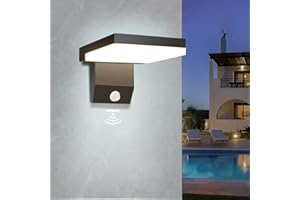 Psatfito G Applique da Parete Esterno da 24w con Sensore Di Movimento, Lampade Applique Esterno da 2250 Lm 6000k, Veranda, Garage, confezione da 1, Nero