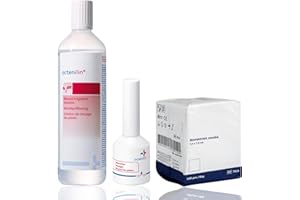 HOLOU Complete Wound Care Kit - Featuring Octenilin Irrigation Solution 350ml, Octenilin Wound Gel 20ml & 100 Premium 7.5x7.5cm Gauze Swabs for Gentle Application.