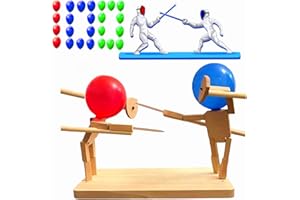 Miyobing Balloon Bamboo Man Battle (100 palloncini), Combattente di legno con testa di palloncino, Bambole di legno fatte a mano per la scherma, Gioco di battaglia di bot di legno per 2 giocatori