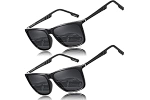 LEDING&BEST Polarisées Lunettes de soleil hommes femmes Carré Monture ultra légères Avec charnière à ressort Protection UV400 Lunettes de Conduite Pêche
