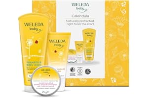 Weleda Baby Set, 3in1 Baby Skin Care Gift Set, Dermatologically Tested, 100% Certified Natural, Baby Shampoo & Body Wash + Baby All Purpose Balm + Nappy Cream