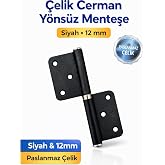 Paslanmaz &Ccedil;elik Cerman Y&ouml;ns&uuml;z Kapı Menteşesi, Siyah, 12 mm, Mobilya ve Dolap Kapıları i&ccedil;in Dayanıklı Metal