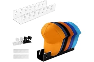 LHOEST Porta Cappelli da Armadio Parete 6 pezzi Acrilico Portacappelli Trasparente Nero Portacappelli da Parete Porta Appendi Cappelli Organizer Armadio Autoadesivo Espositore Cappelli da Tavolo Muro