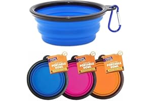 LETT Cooper n' Pals 1Pc Collapsible Dog Bowl Portable Silicone Collapsible Dog Water Bowl Pet Food Feeding Bowl Space Save Travel Pet Bowl with Carabiner Carry Hook Small 350ml (12fl oz) (1pc x Blue)
