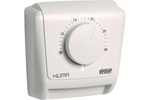 VEMER VE019600 KLIMA 3 – Termostato Mecánico de Ambiente a Membrana de Gas para Calefacción y Aire Acondicionado, Blanco